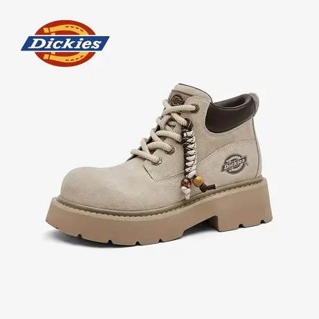 Dickies女鞋高帮小皮鞋2025新款秋冬厚底增高马丁靴女复古工装靴商品大图