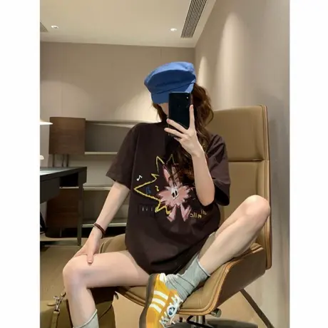 韩系可爱趣味可爱兔子卡通印花短袖t恤女夏2025新款宽松百搭上衣图片