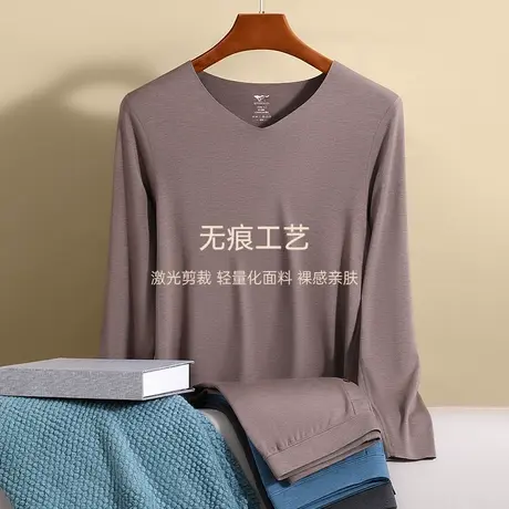 七匹狼德绒保暖内衣男士发热无痕秋衣秋裤套装冬季新款贴身打底衫商品大图