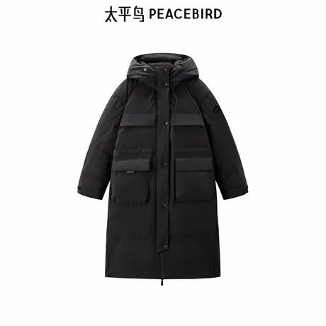 太平鸟工装口袋长款御寒面包羽绒服商品大图