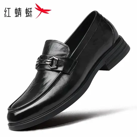 红蜻蜓男鞋春季新款鞋子男士休闲一脚蹬乐福鞋皮鞋男真皮商务正装商品大图