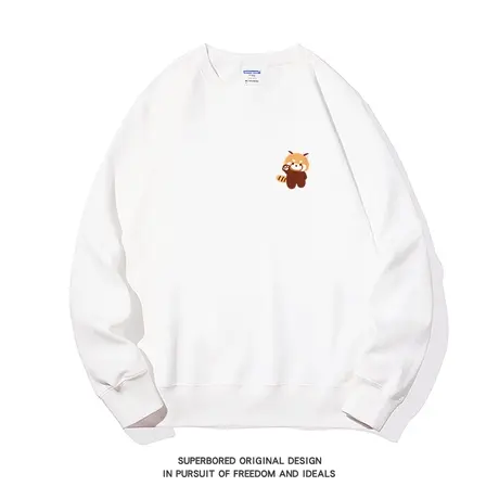 趣味简约小浣熊卫衣男春秋款小众设计感青少年圆领宽松休闲上衣商品大图