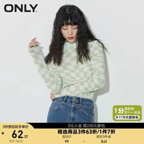 【ONLY奥莱 TRUE系列】春夏棋盘格薄打底T恤女图片