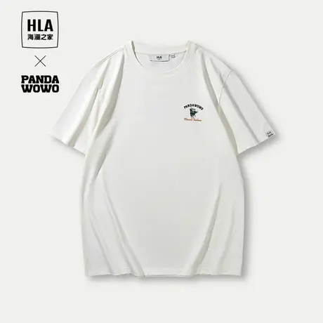 HLA/海澜之家panda wowo熊猫短袖T恤24春夏新精致印花凉感短袖男图片