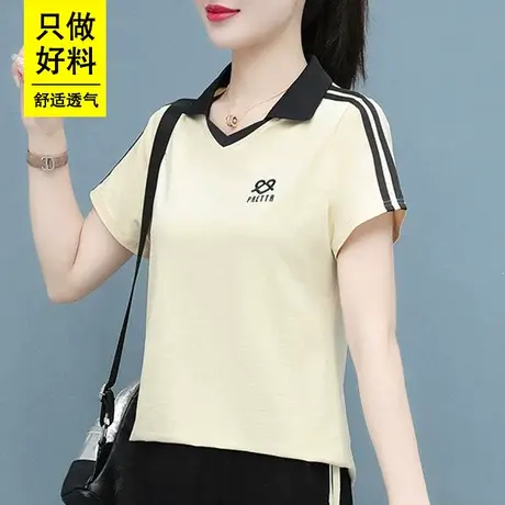 恋上17号2023纯棉t恤女夏季薄款年新款夏天中年妈妈洋气减龄宽松图片