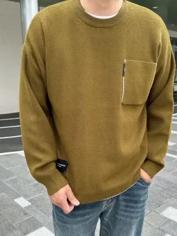 DAEVU秋冬假两件宽松廓版大号潮胖子加肥加大码男士长袖圆领毛衣商品大图