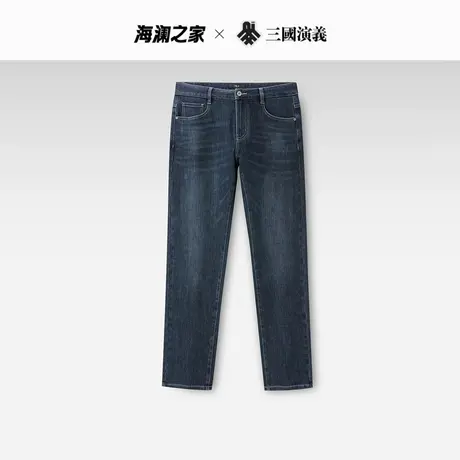 HLA/海澜之家三国系列牛仔裤2023夏中腰弹力直筒裤子男图片