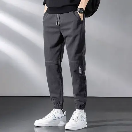 2024新款秋季长裤子男宽松潮流百搭小脚束脚裤运动裤抽绳九分卫裤商品大图