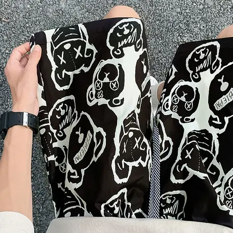 沙滩裤男夏季薄款花短裤休闲居家宽松可下水泳裤冰丝裤速干大裤衩图片