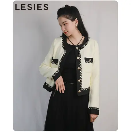 蓝色倾情2023秋季女士外套新款长袖修身小香风优雅淑女端外套上衣图片