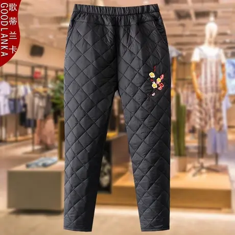 大码妈妈裤子冬款中老年女裤棉裤2023新款老年人女奶奶羽绒裤外穿商品大图