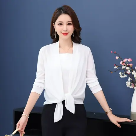 冰丝开衫加厚女士针织衫短款外搭小披肩大码外套春秋毛衣外套长袖图片