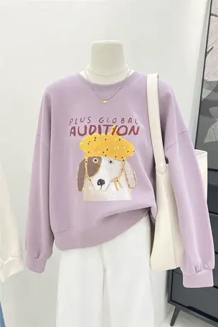 卫衣女2023年新款爆款秋季宽松小个子减龄休闲圆领印花长袖上衣图片