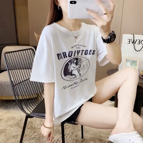 夏季2023新款学生短袖t恤男女情侣ins欧美潮牌街头嘻哈半袖体恤衫商品大图