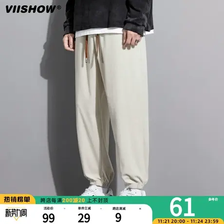 VIISHOW休闲卫裤2023秋季新款高级感灯芯绒抽绳束脚运动宽松长裤图片