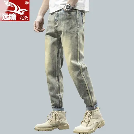 潮牌牛仔裤男夏季薄款宽松直筒男裤2022新款潮流夏天弹力裤子男款商品大图