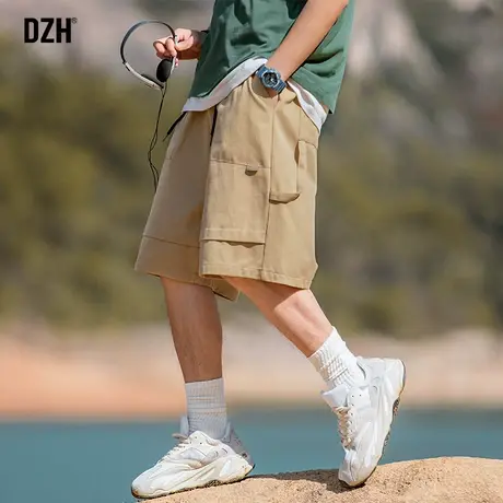 男士休闲五分裤男夏潮牌宽松卡其色短裤男款夏季纯棉工装裤子薄款商品大图