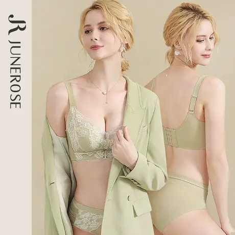 六月玫瑰内衣女小胸聚拢无钢圈收副乳调整型上托蕾丝性感法式文胸图片