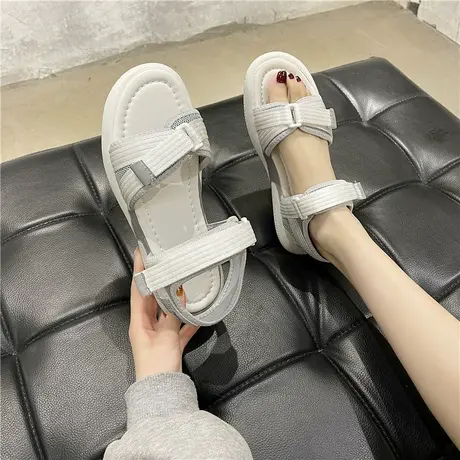 网红凉鞋女2024年夏季新款超火学生休闲平底鞋时尚罗马运动ins潮图片