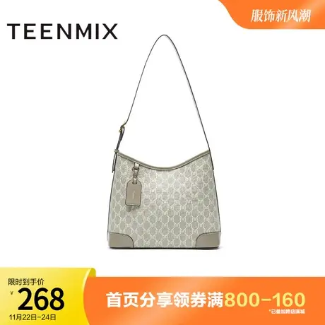 天美意时尚简约印花手提包女单肩包休闲子母包新X2673CX3奥莱图片