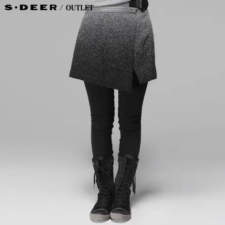 sdeer圣迪奥女冬装渐变感羊毛混纺短裙S13481306图片