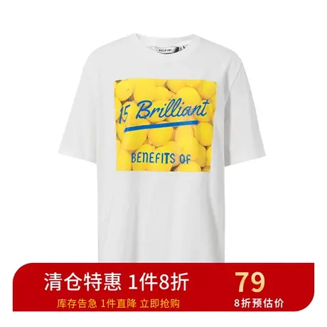 诗凡黎2021新款圆领短袖宽松T恤休闲印花潮体恤女显瘦7B5100531商品大图