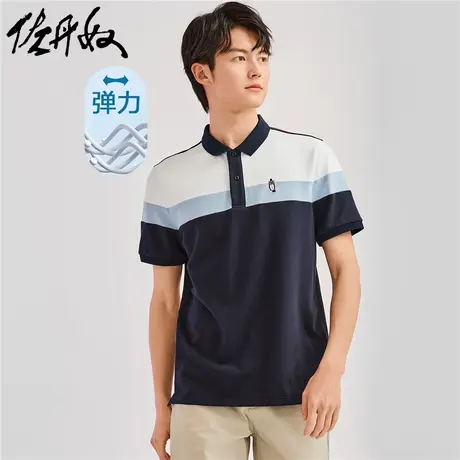 佐丹奴Polo男装拼色小刺绣针织弹力珠地布短袖POLO 13013205图片