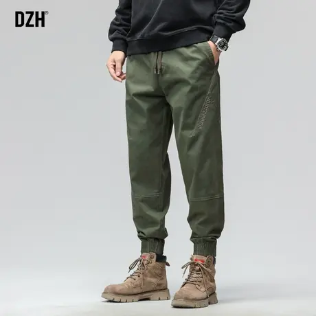男士军绿色裤子男款春季美式高街2024新款束脚休闲裤宽松百搭男裤商品大图