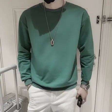 2023秋季男潮牌时尚休闲纯色卫衣修身T恤帅气上衣体恤打底衫外套商品大图