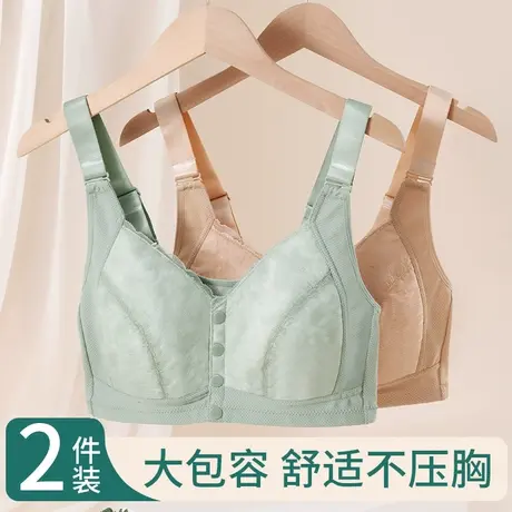 妈妈内衣无钢圈前开扣文胸中年妇女中老年大码胸罩背心式50岁薄款商品大图