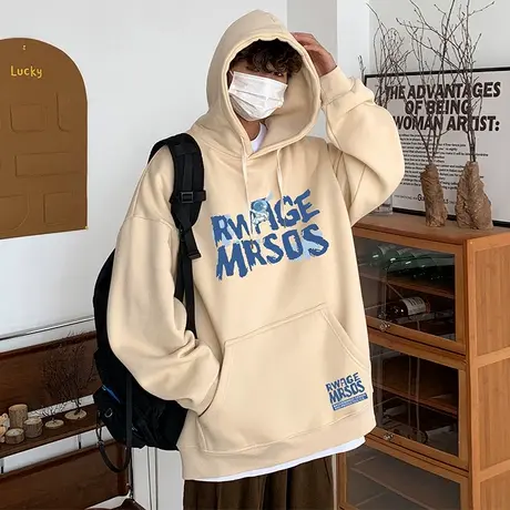 连帽卫衣男春秋季2023新款美式复古男生套头上衣潮牌帽衫宽松外套商品大图