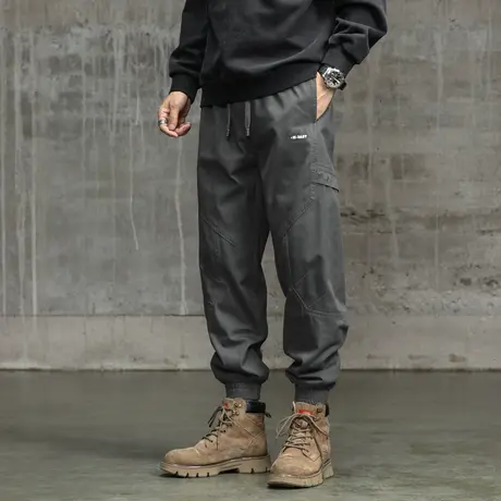 潮流新款束脚裤子男款潮流百搭工装裤男纯棉休闲男装裤子潮流男装商品大图