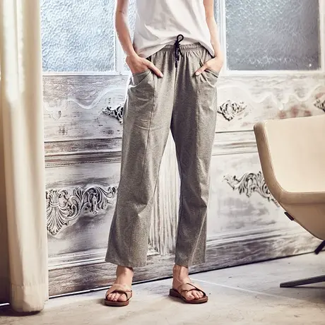 歌帝歌帝专柜女士高弹力纯棉春夏季长款运动裤舒适透气家居服单裤商品大图