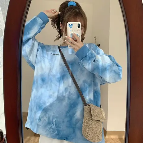 日系古着vetiver卫衣女夏薄款长袖宽松韩版潮ins上衣bf慵懒风外套商品大图