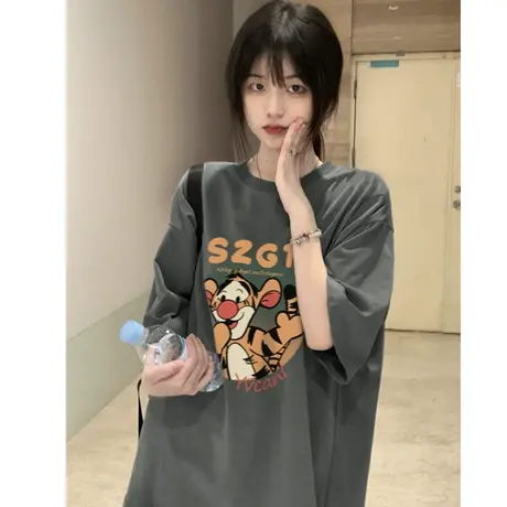 纯棉重磅oversize设计感短袖t恤女夏季宽松港味复古chic上衣体恤商品大图