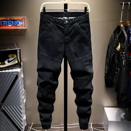 夏季余文乐香港潮牌工装裤男束脚男士休闲长裤子男拼接日系春夏款商品大图