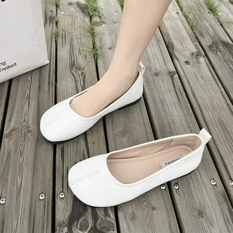 小众设计感分趾豆豆鞋女2023年春夏新款瓢鞋一脚蹬浅口软底奶奶鞋商品大图