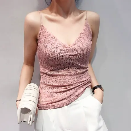性感镂空蕾丝吊带背心女外穿潮修身洋气上衣无袖内搭打底小衫女夏图片