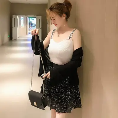 无袖针织吊带背心女外穿内搭韩版打底衫短款修身上衣春夏2024新款图片