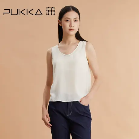 PUKKA蒲PUKKA吊带背心女内搭夏季圆领外穿桑蚕丝真丝上衣商品大图