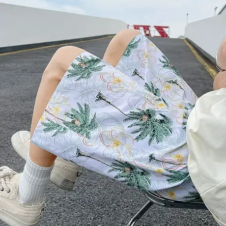沙滩裤男夏季新款冰丝睡裤速干泳裤休闲短裤跑步运动宽松五分裤子商品大图