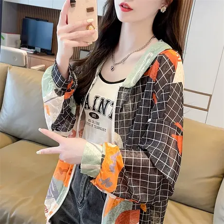 户外透气小个子防晒衣女夏季韩版宽松大码冰丝薄款防晒服开衫外套商品大图