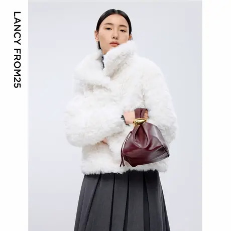 朗姿毛毛外套毛茸茸短款白色毛绒高级感2024年冬季新款女款仿皮草图片