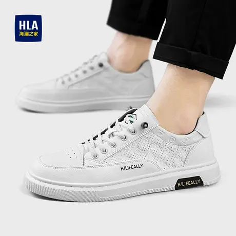 HLA/海澜之家休闲板鞋潮牌高级感小白鞋2025夏季透气免系带男鞋商品大图