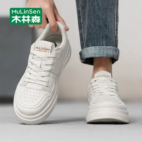 木林森小白鞋男款夏季透气运动内增高面包潮牌青少年休闲百搭板鞋商品大图