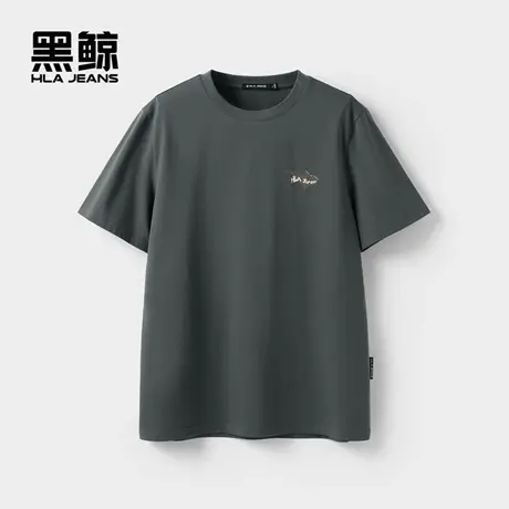 海澜之家旗下黑鲸字母印花短袖T恤男2025年夏季新品短t男一款四色商品大图