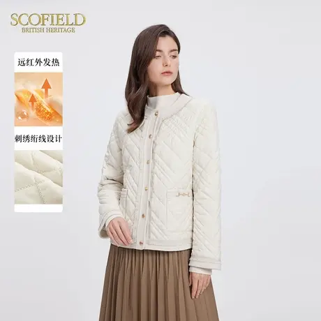 【远红外发热】Scofield女装优雅小香风拼接棉服外套2025春季新品图片