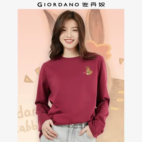 佐丹奴T恤女装纯棉印花圆领长袖T恤 69393323商品大图