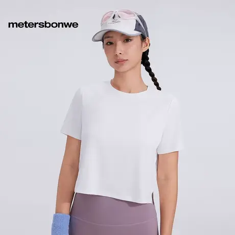 美特斯邦威T恤女2025夏季新款短款纯色简约运动短袖正肩柔软上衣图片