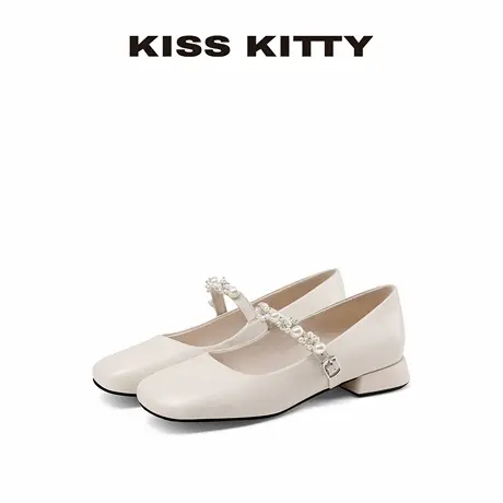 【呼呼专享】KISSKITTY羊皮玛丽珍鞋女2025新款方头低跟单鞋日常商品大图